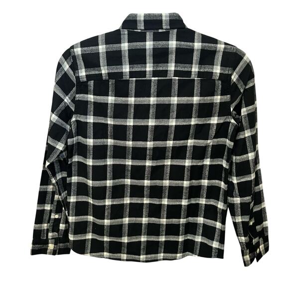 Abercrombie Kids Boys Flannel Button Down Shirt 11/12 Plaid Black Multi Casual - Picture 2 of 7